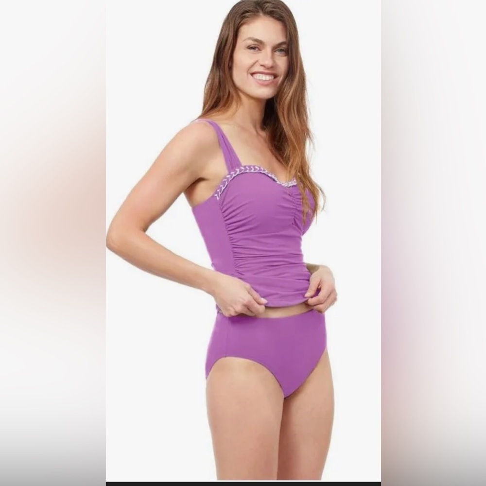 Gottex profile Women's Kundala E Cup Warm Purple Tankini‎ Swim Top size 38E new